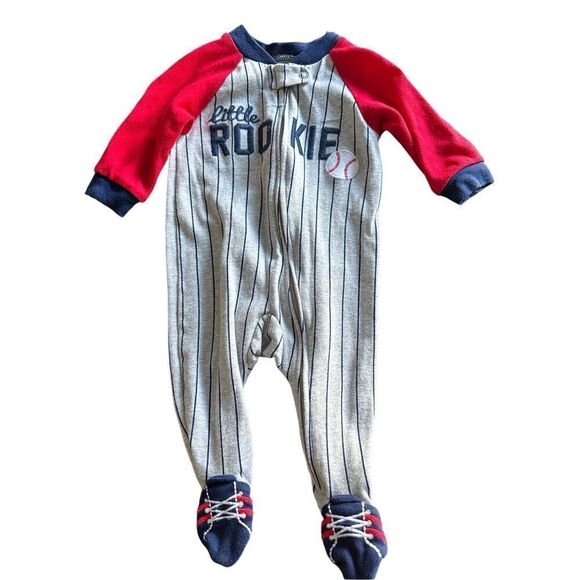 Carter’s little rookie footie one piece baby boys pjs - Picture 1 of 4